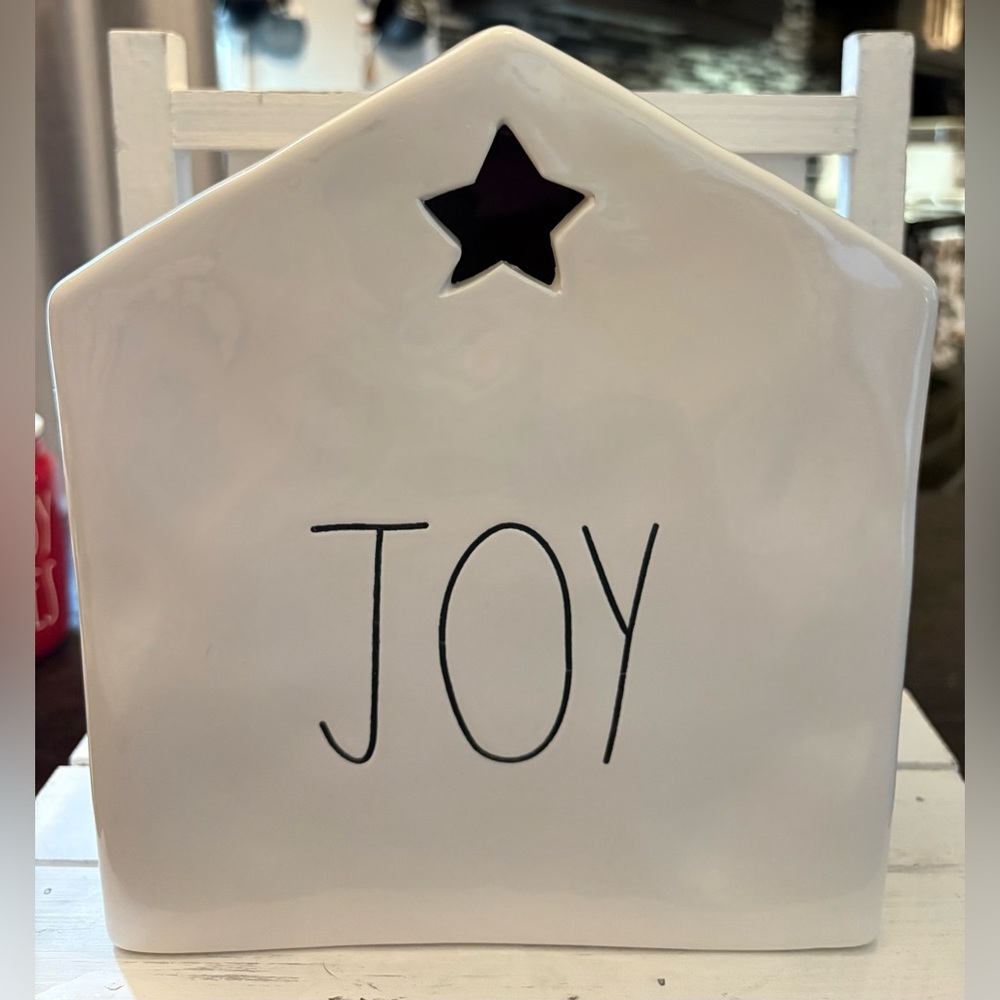 Rae Dunn White Ceramic Joy House with Star Cutout